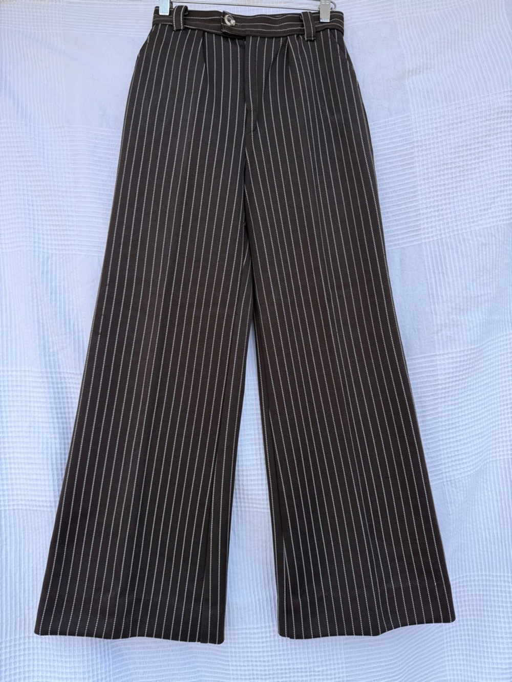 Wide Leg Pinstripe Vintage Double Knit Trousers